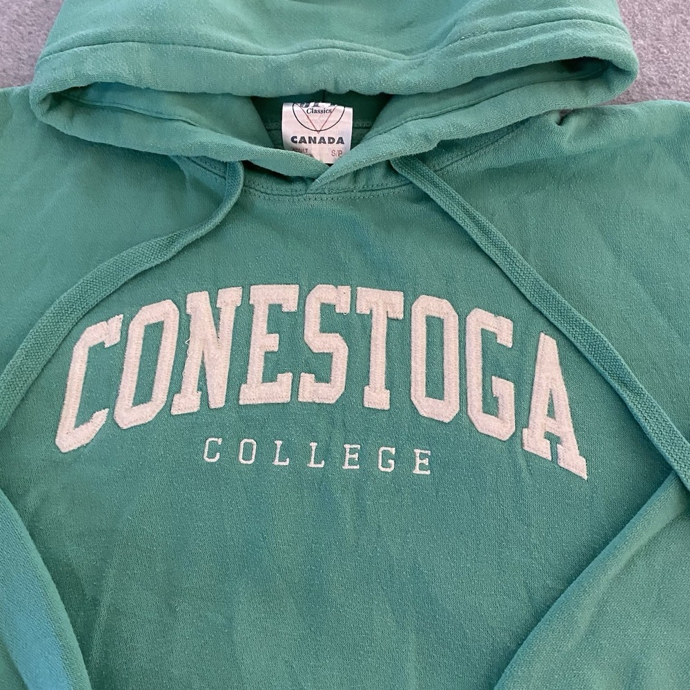 Conestoga College Hoodie Adult S Green Pullover‎ Sweatshirt Canada JPT Classic - Picture 3 of 11
